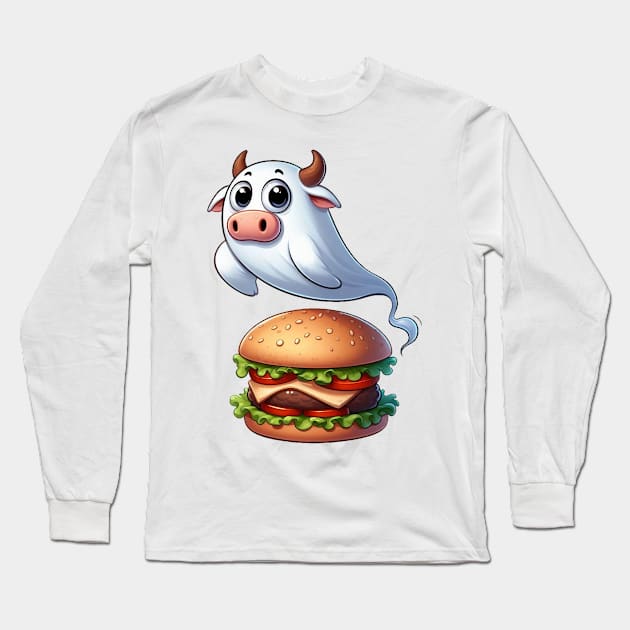 Cute Cow Ghost Long Sleeve T-Shirt by Dmytro